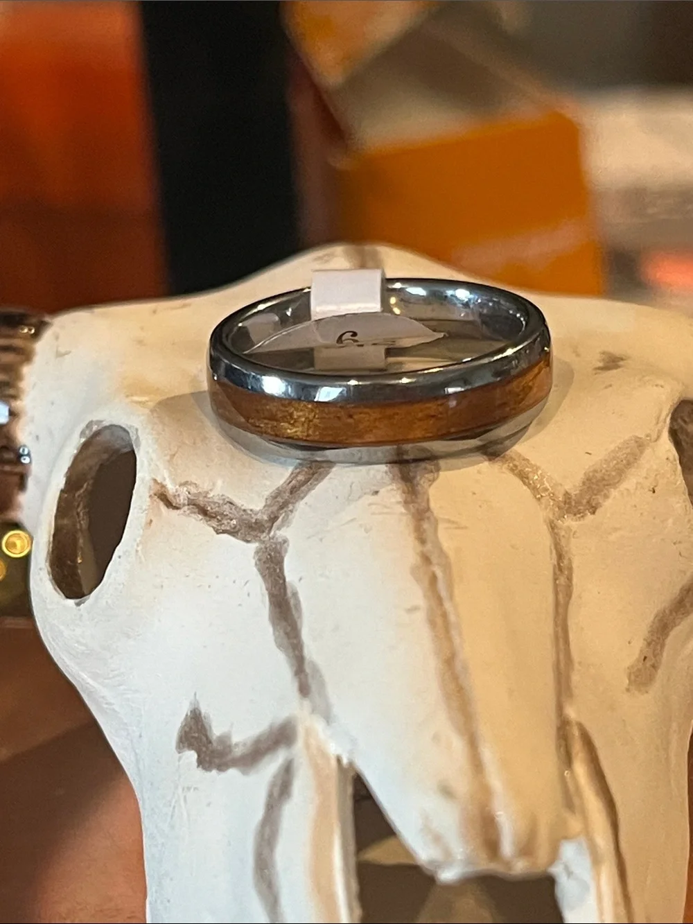 Men's Tungsten Ring with Koa Wood Inlay